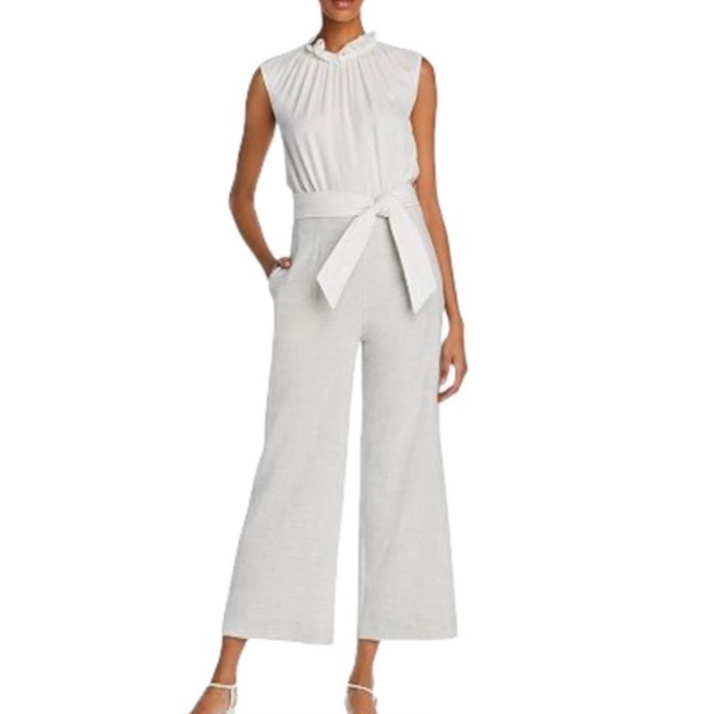 Rebecca Taylor White/Gray Wide Leg Jumpsuit